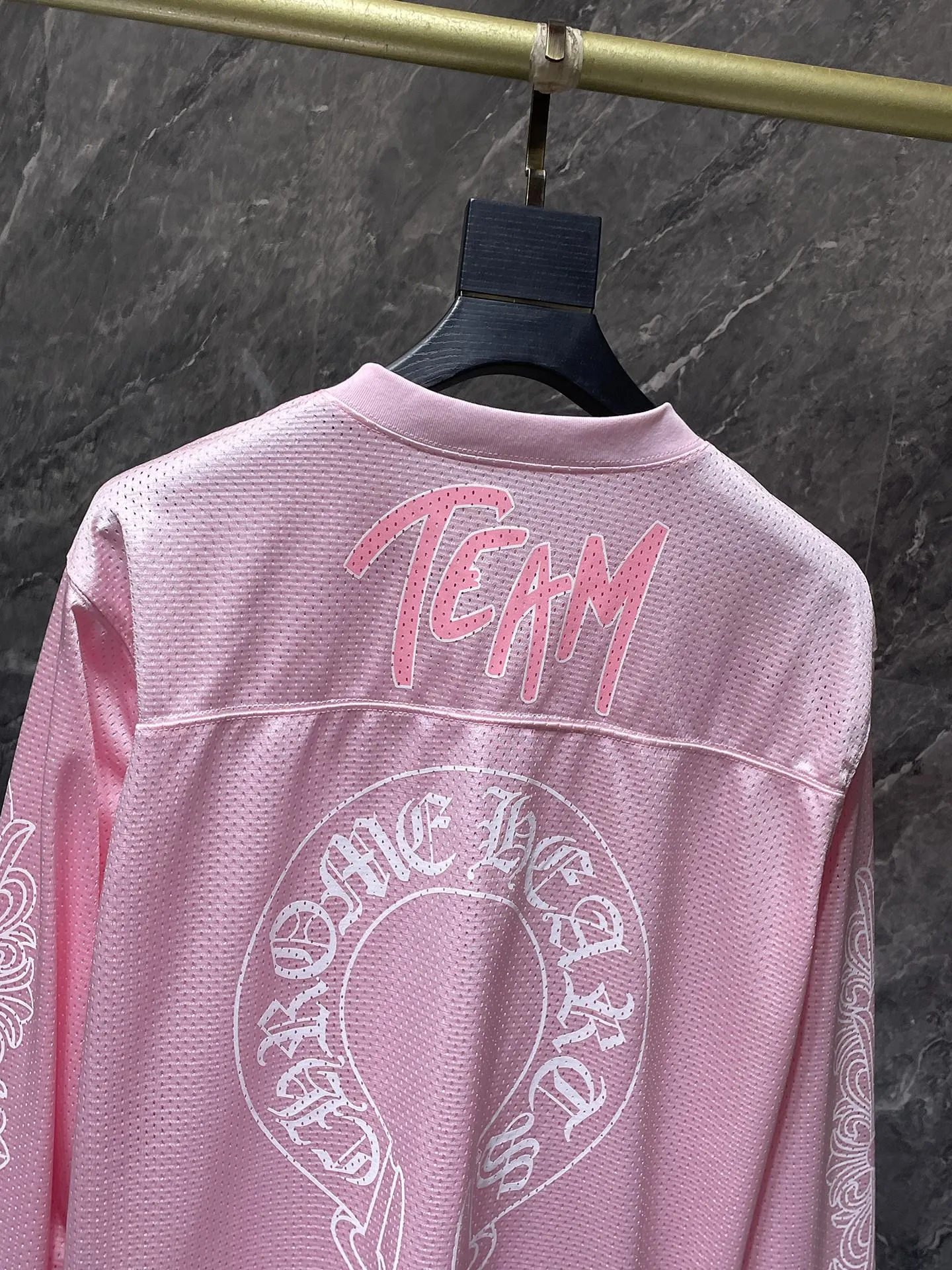 P216 Chrome Hearts 25ss customized version of high gram weight uniform fabric Chrome mattyboy official website limited flower arm ice hockey uniform counter synchronization 1:1 replica version Recommended color: pink Size: S, M, L, XL